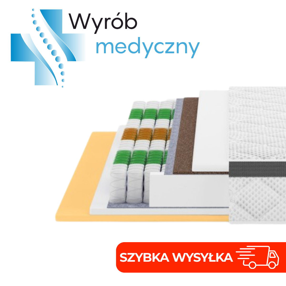 Materac medyczny kieszeniowy MEDIRO FLEX ACTIVz pianką visco
