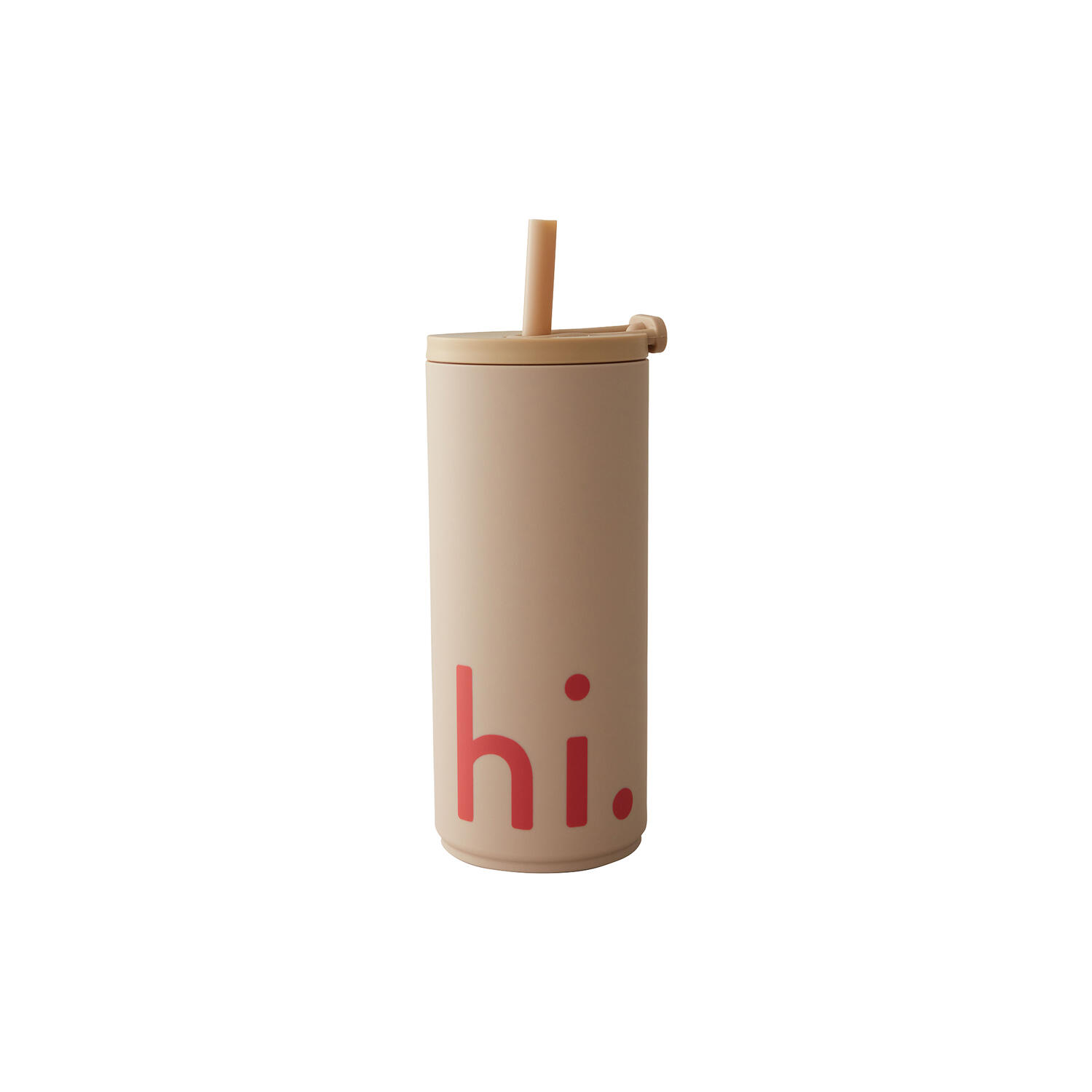 Rejsekop med sugerør, beige