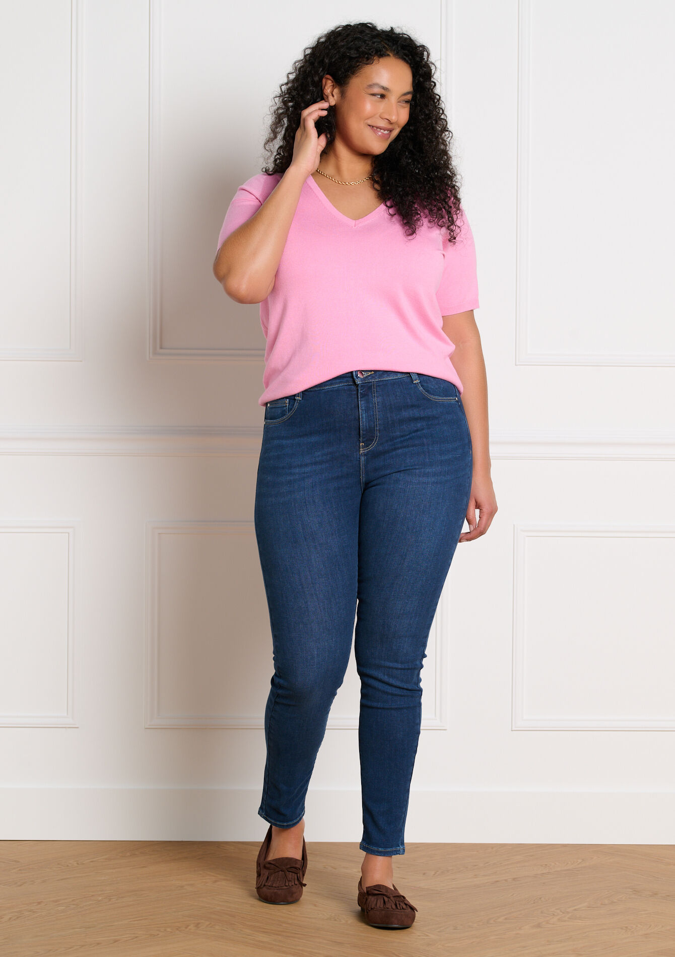 Korte mouwen V-hals top