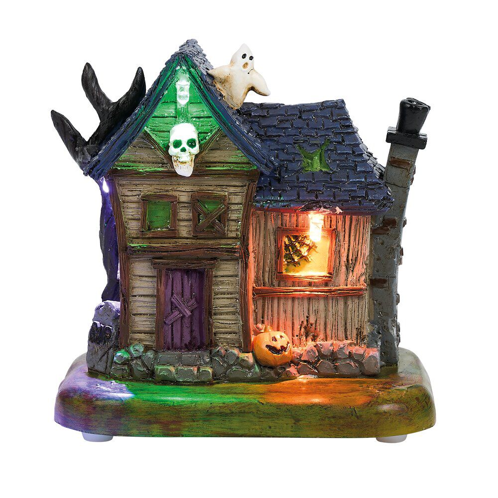 Village animé Halloween à piles manoir H10,5cm