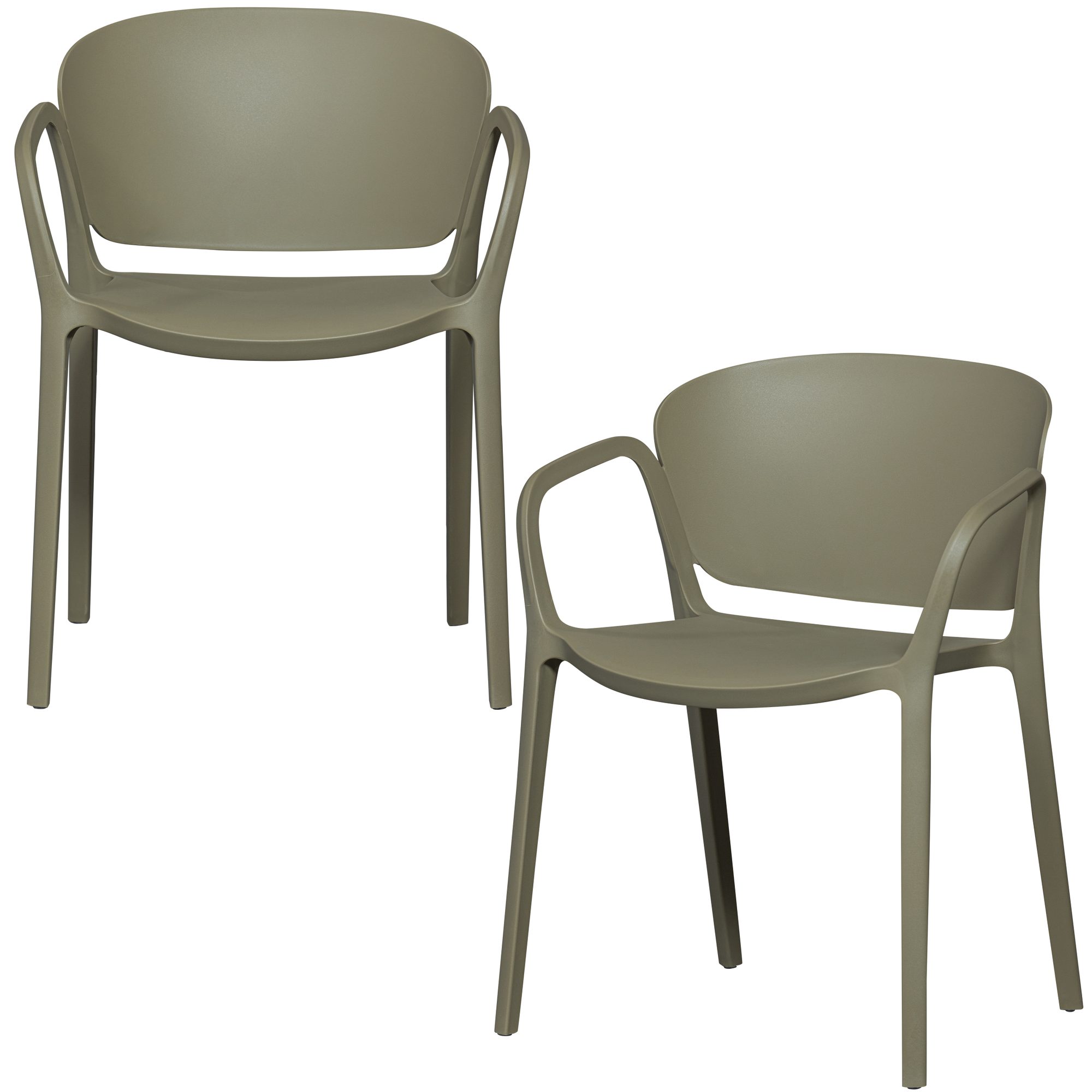 WOOOD tuinstoel Bent - Kunststof - Groen - 75x57x56 - Set van 2