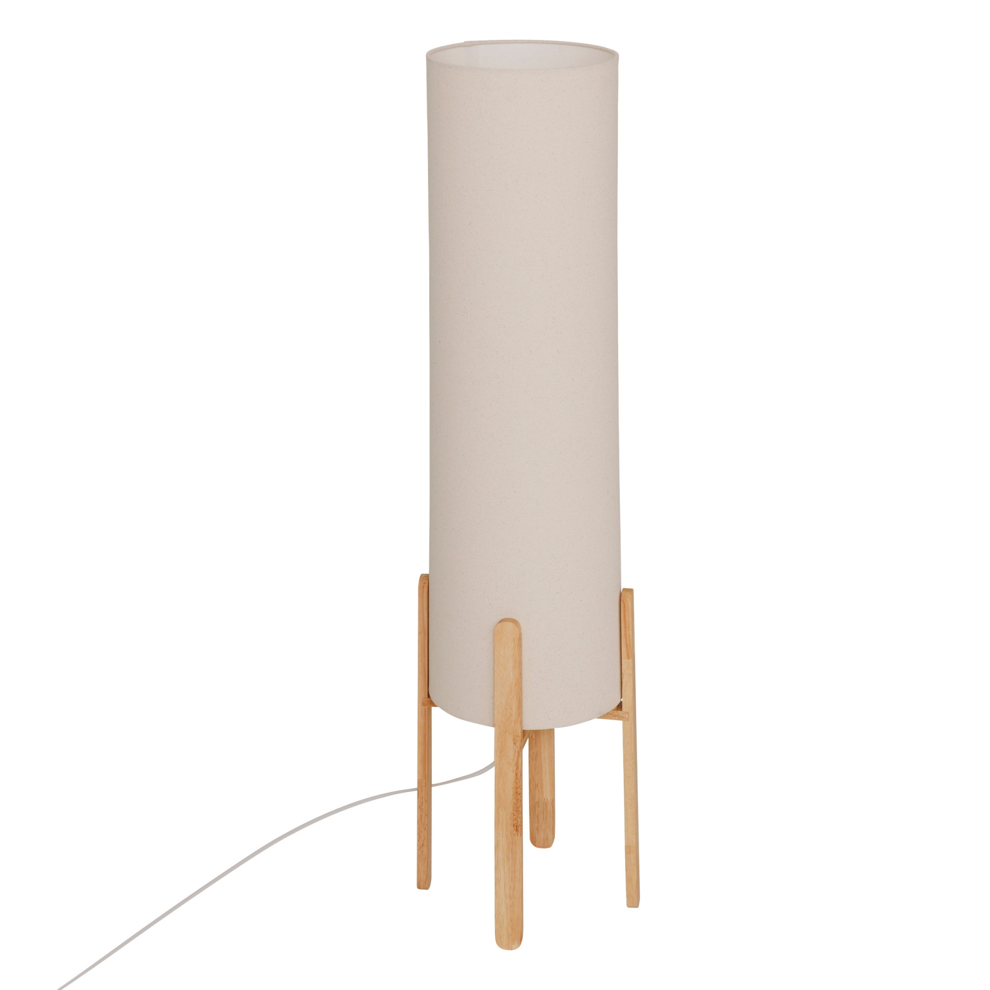 Lampa podłogowa tekstylny klosz RAFA drewniane nogi, Ø 24 x 107 cm