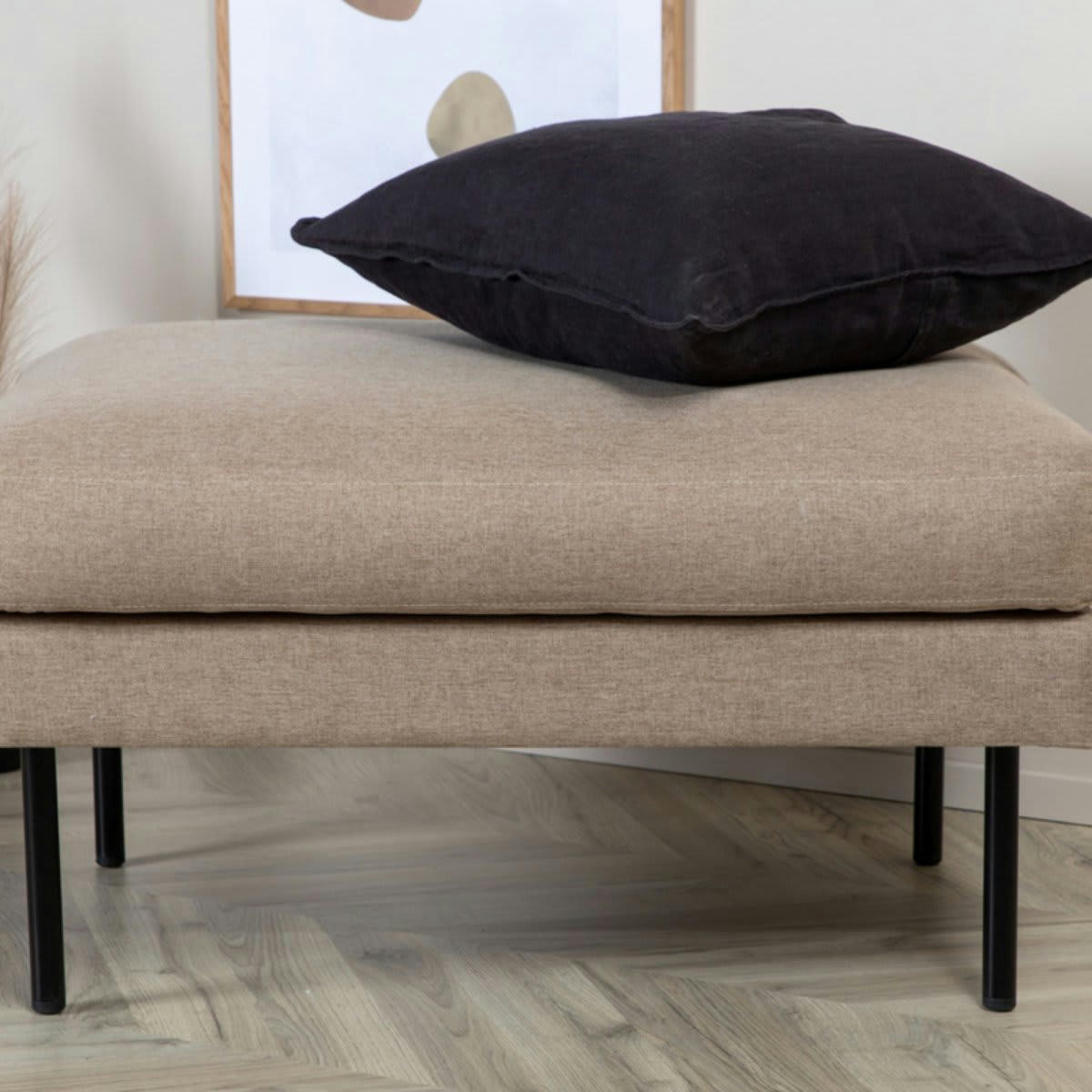 MIGUEL - Pouf rectangulaire 85x64cm en tissu beige
