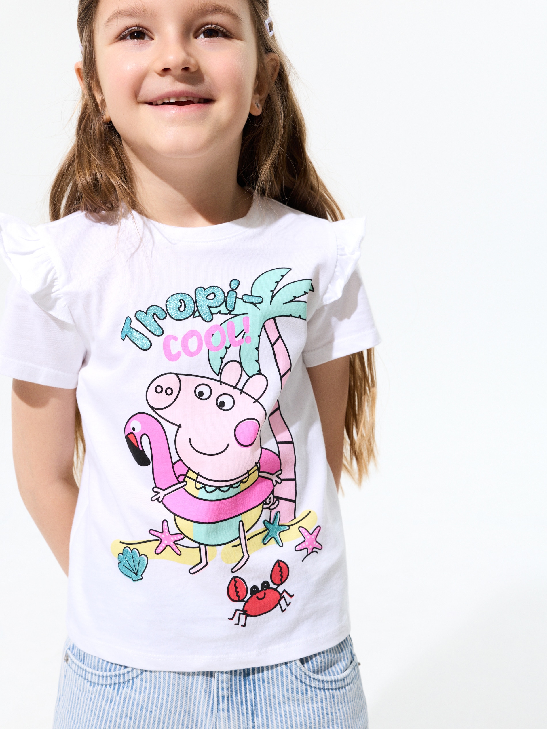 Bawełniana koszulka z falbankami Peppa Pig