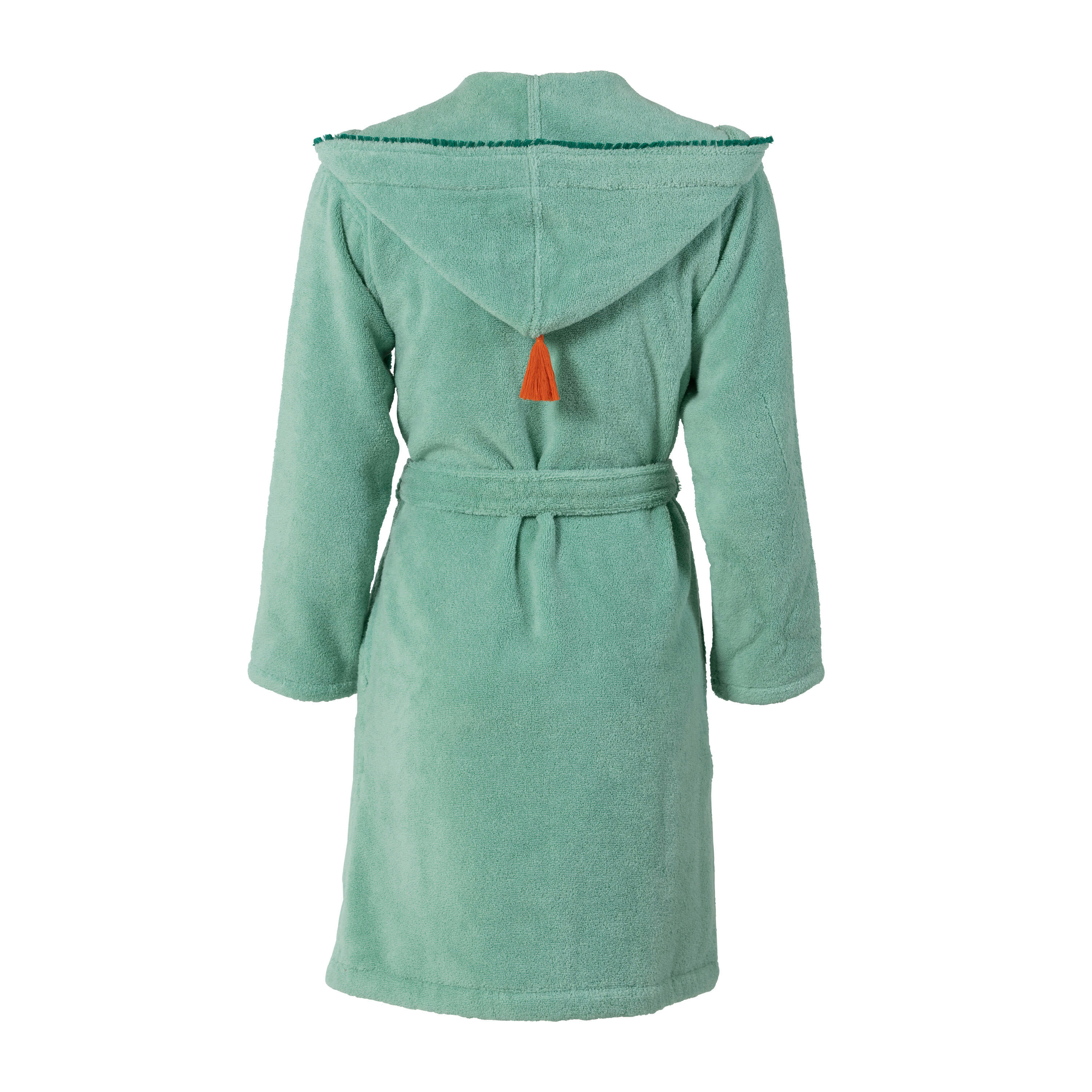 BALATA - Peignoir femme bouclette de coton à capuche vert