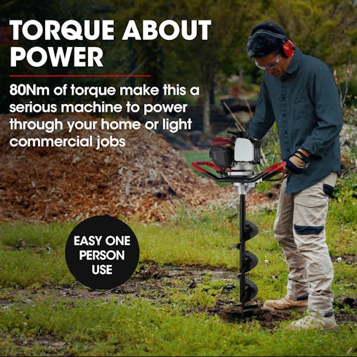 NNEMB BPX-1400 38cc 4-Stroke Petrol Post Hole Digger, 150mm Auger w/ 600mm Extension Shaft