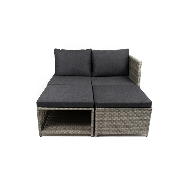 Balkon-Lounge, 3 Sitzplätze, Polyrattan/Aluminium/Polyester/Glas, inkl. Auflagen