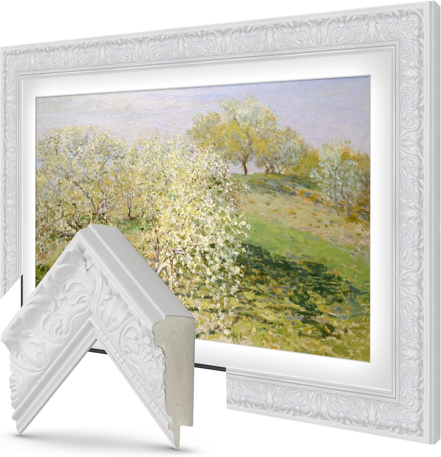 Tuscan Gloss White 75 Premiere Deco TV Frame - Compatible ONLY with Samsung The Frame TV and Pro TVs (Fits 2021-2026, LS03A, LS03B,LS03C,LS03D,LS03FA,LS03FW)