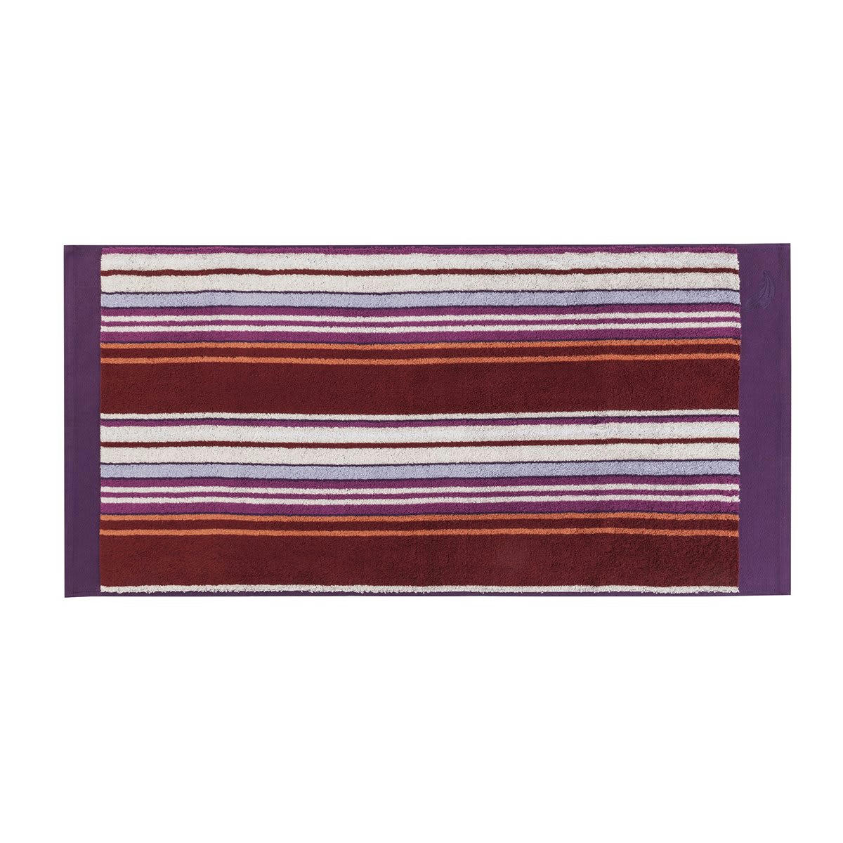 MALICE - Serviette coton violet rayé 50x100 cm