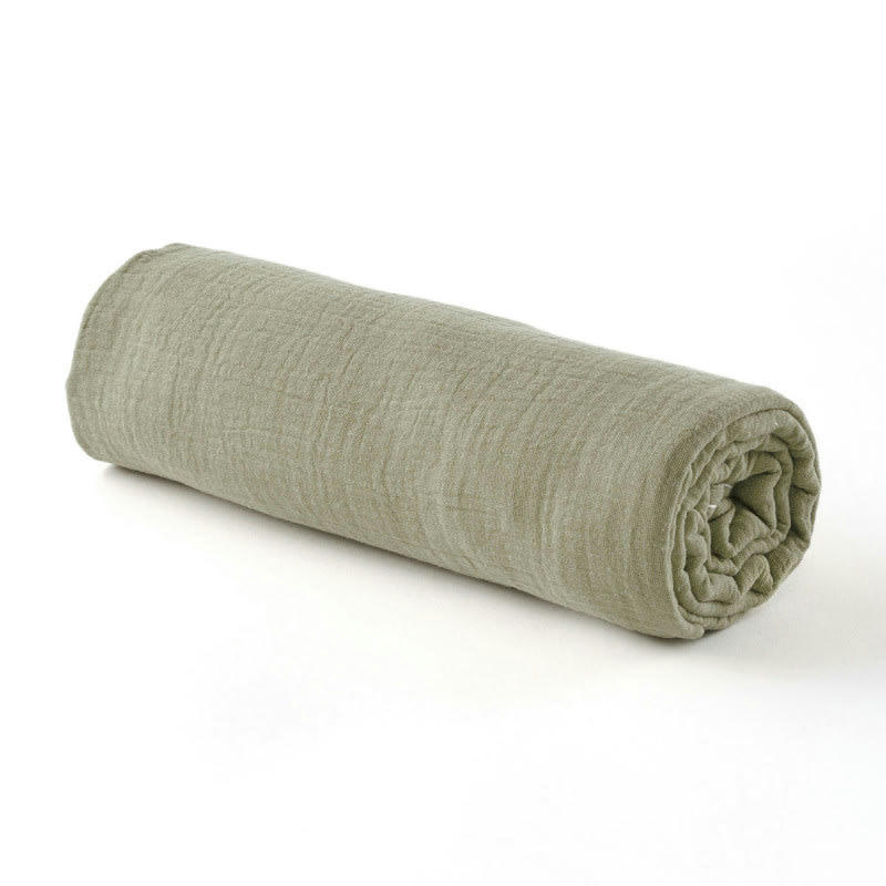 - Drap housse gaze de coton vert sauge (60 x 120 cm)