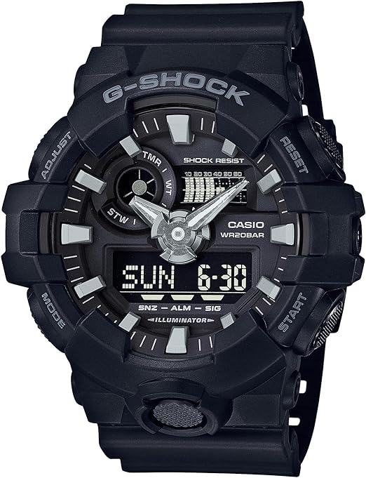 Casio Men's 'G Shock' Quartz Resin Casual Watch, Color:Black (Model: GA-700-1BDR)