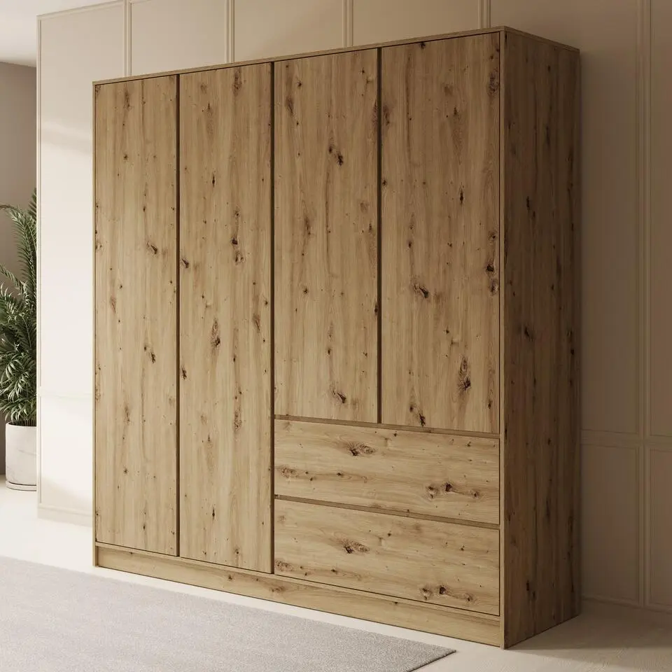 Meubella - Kledingkast Brett - Eiken - 195 cm