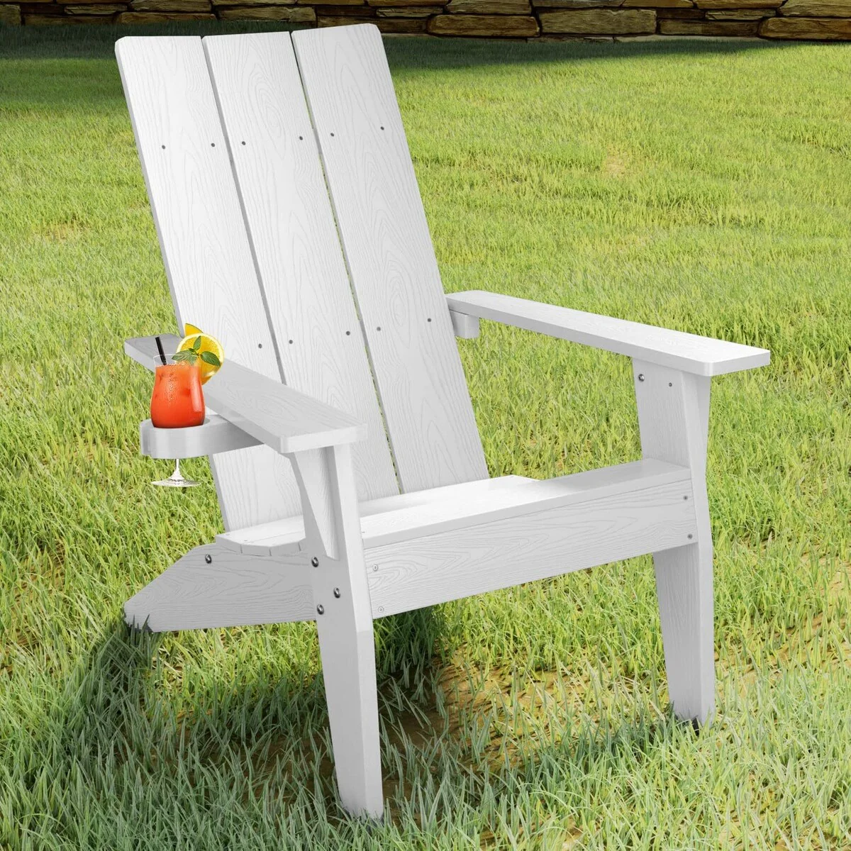 WINSOON Adirondack Chair Weather Resistant with Cup Holder