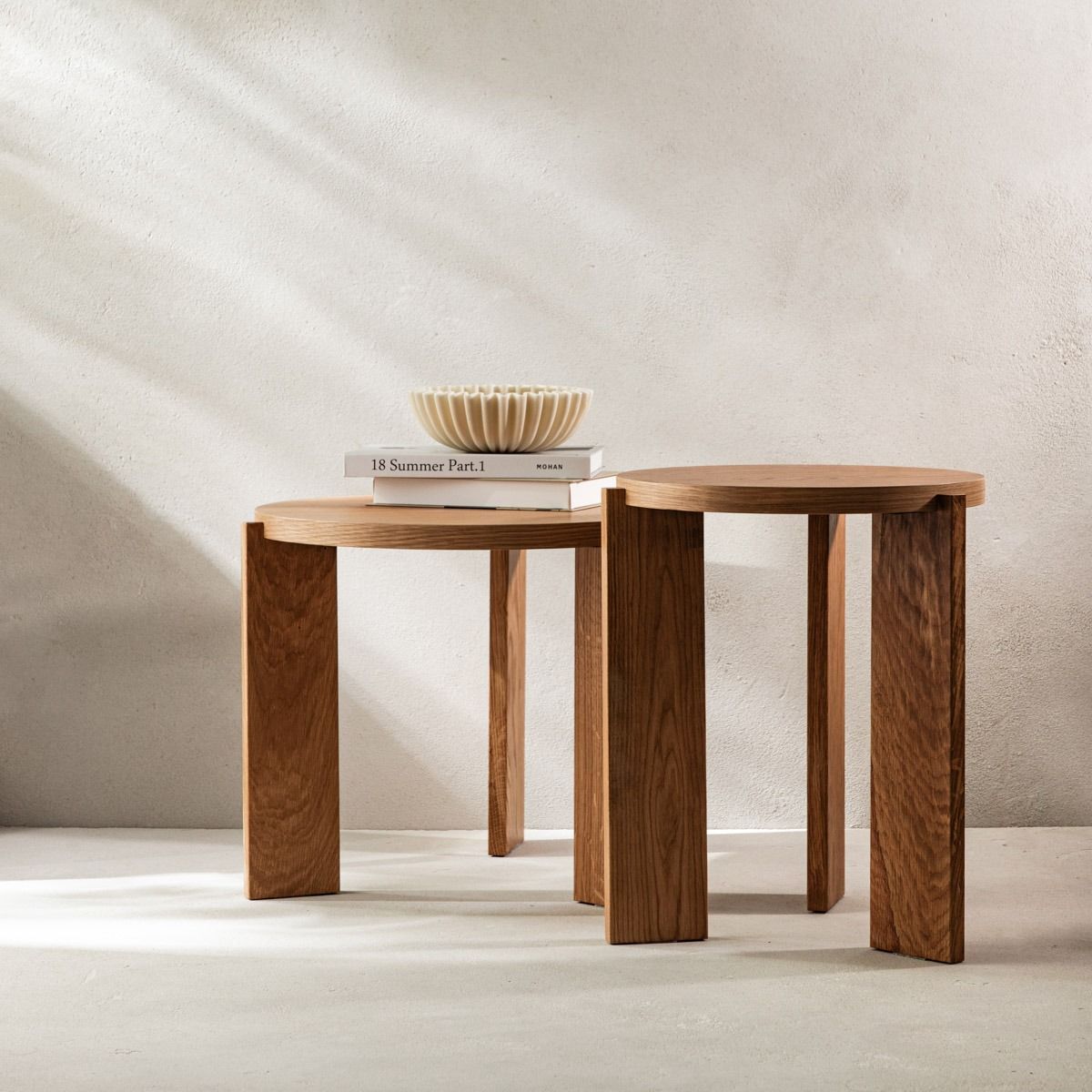 Zestaw stolików kawowych TABULA w okleinie dębowej naturalny 50/40x50/40x45/40 cm