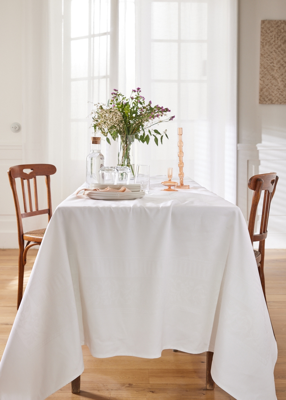 NAPPE EN JACQUARD EN COTON BLANC