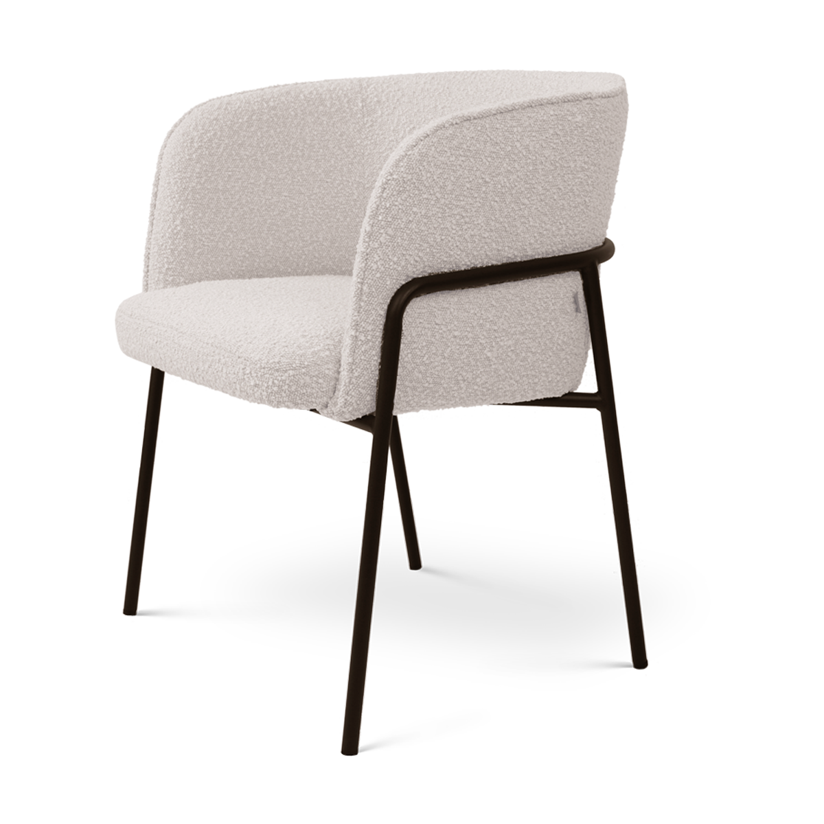 Nolon Josefien Eetkamerstoel Bouclé Beige - Armleuning - Zwarte Poten