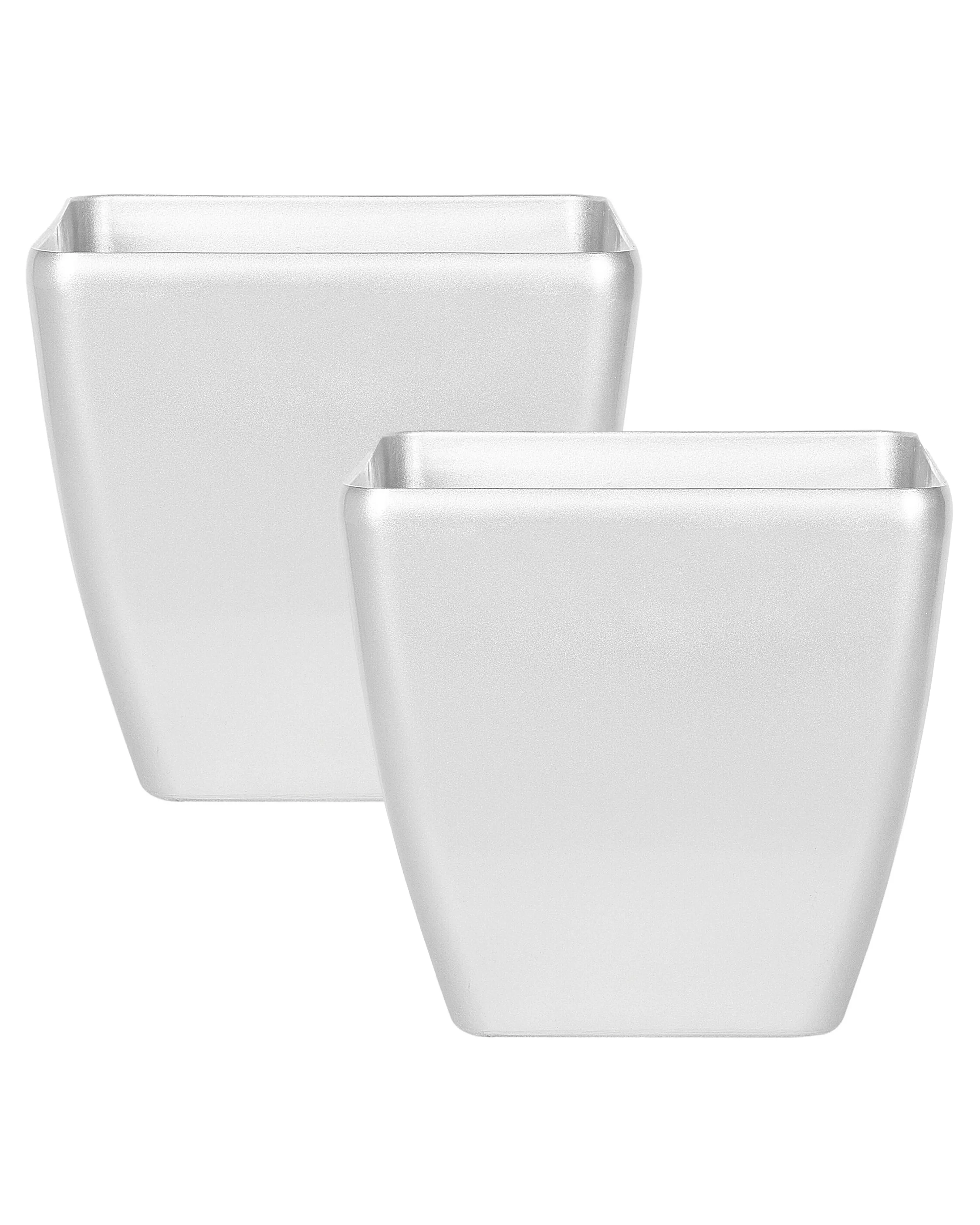 Set of 2 Plant Pots ASTRAS 42 cm Silver