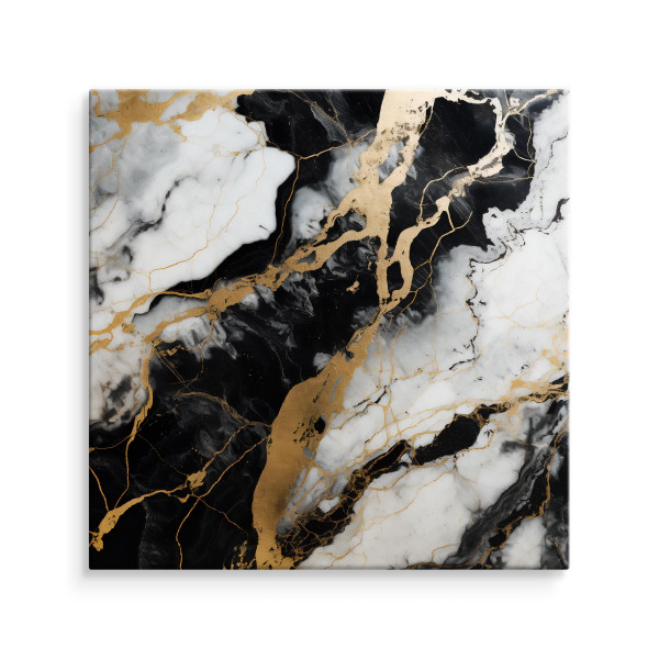 Obraz Czarno-Biały Marmur Z Elementami Złota 30x30cm