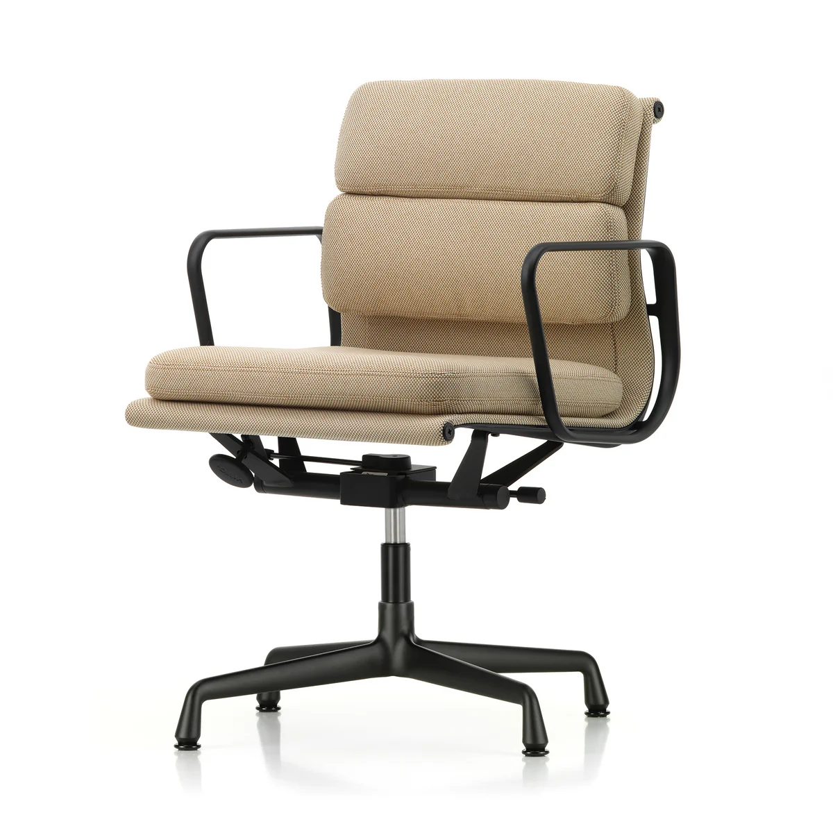 Vitra - EA 231 Soft Pad Bürostuhl mit Armlehnen, drehbar, deep black / Laser RE, papyrus / cream (Filzgleiter)