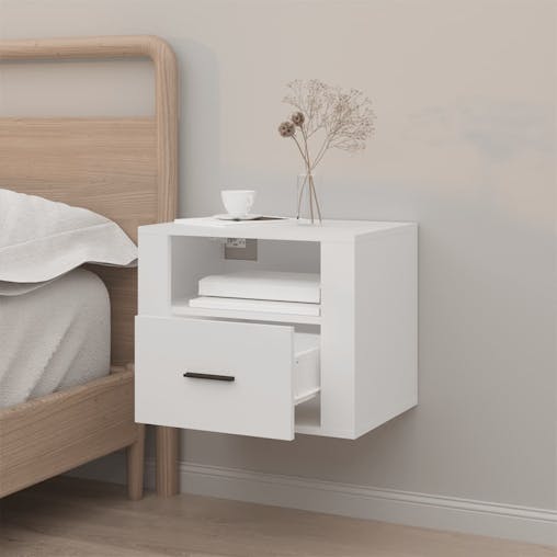 NNEVL Wall-mounted Bedside Cabinet White 50x36x40 cm