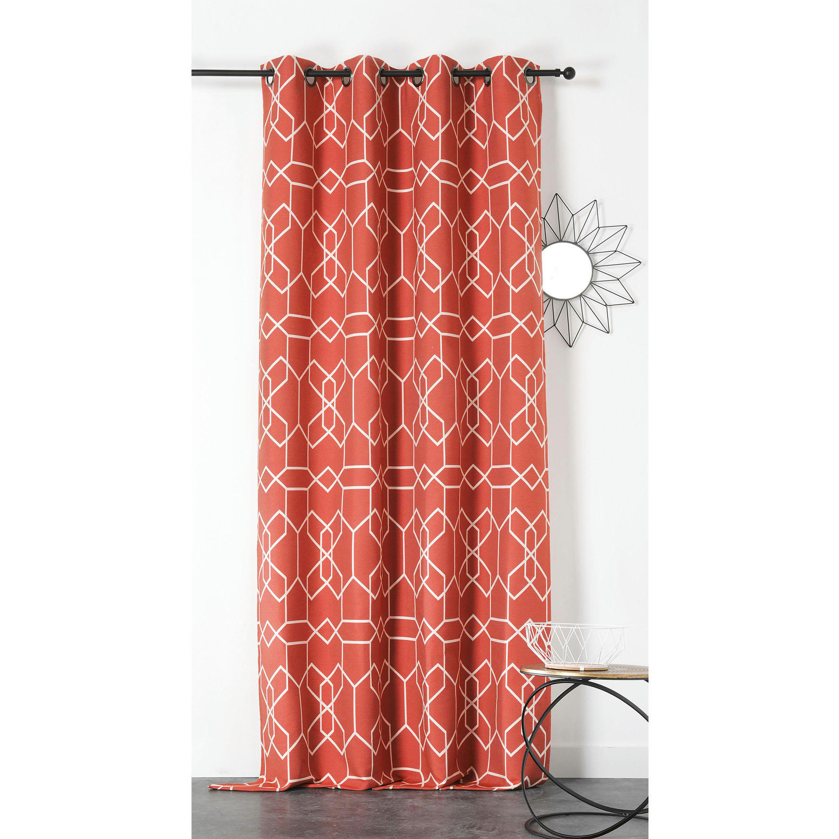 - Rideau d'ameublement ariane polyester/jacquard terracotta 140x260 cm