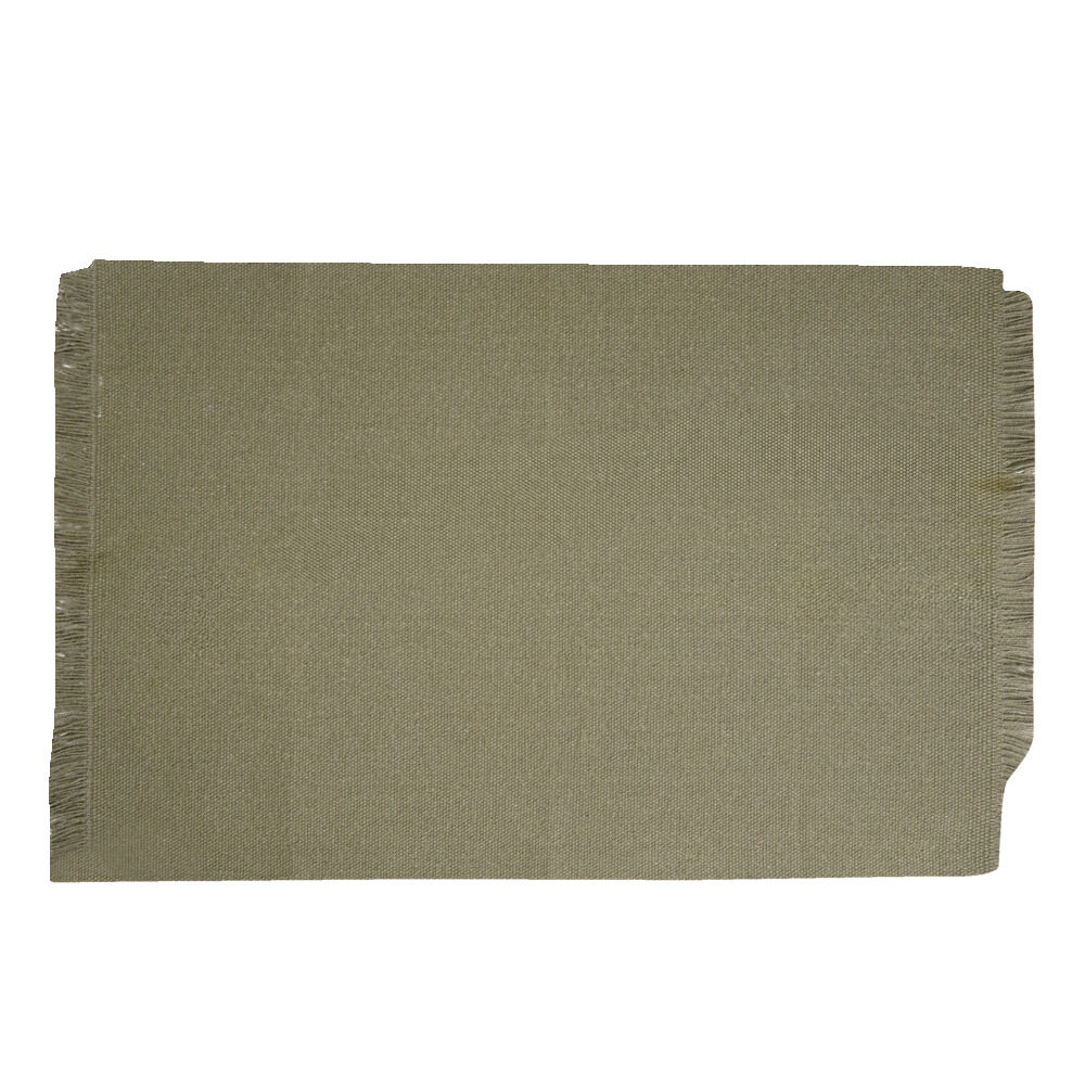 Set de table rectangulaire vert kaki uni 30x45cm rebord frange
