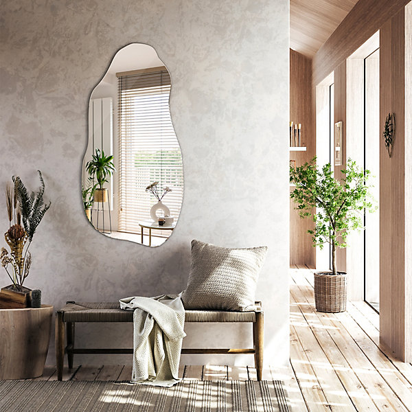 Miroir Mural Asymétrique Haut De Gamme Wallfluent 50 x 100 cm élégant Pour Couloir Ou Chambre