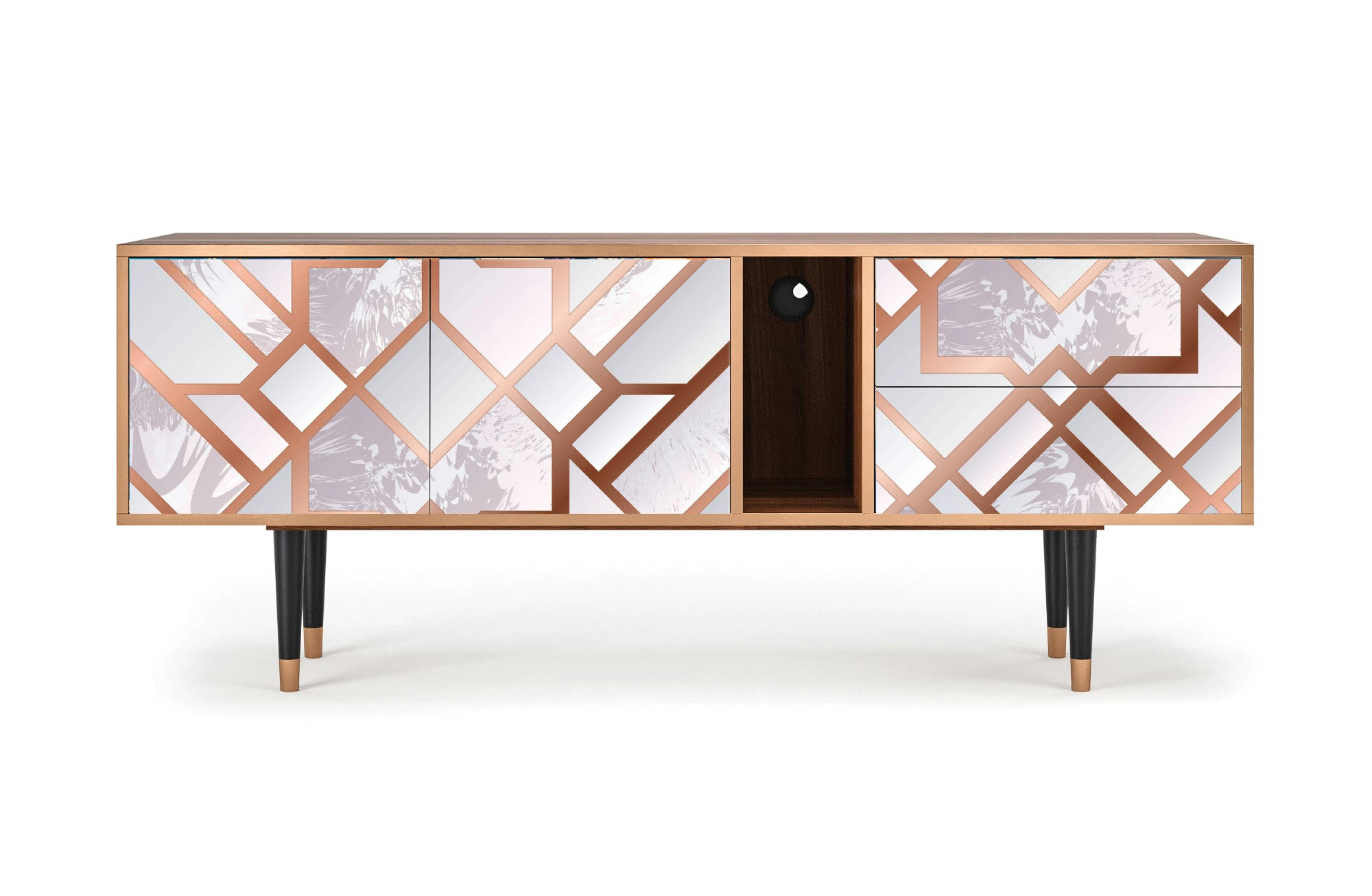 PASTEL FAIRYTALE - Meuble TV  rose clair 2 tiroirs et 2 portes L 170 cm