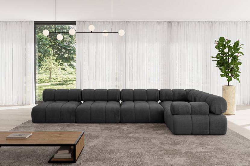 Narożnik prawostronny modułowy MENDE-L3 380x190x70 cm Czarny