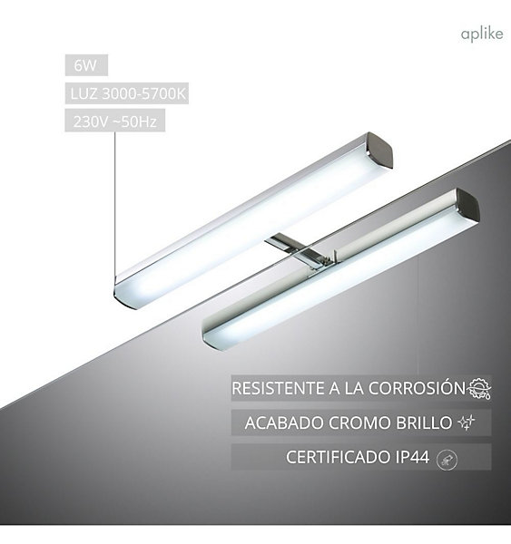 Applique LED pour miroir de salle de bain - Température réglable (3000k - 5700K) - 8,7 x 3,2 x 28 cm - Modèle Venus