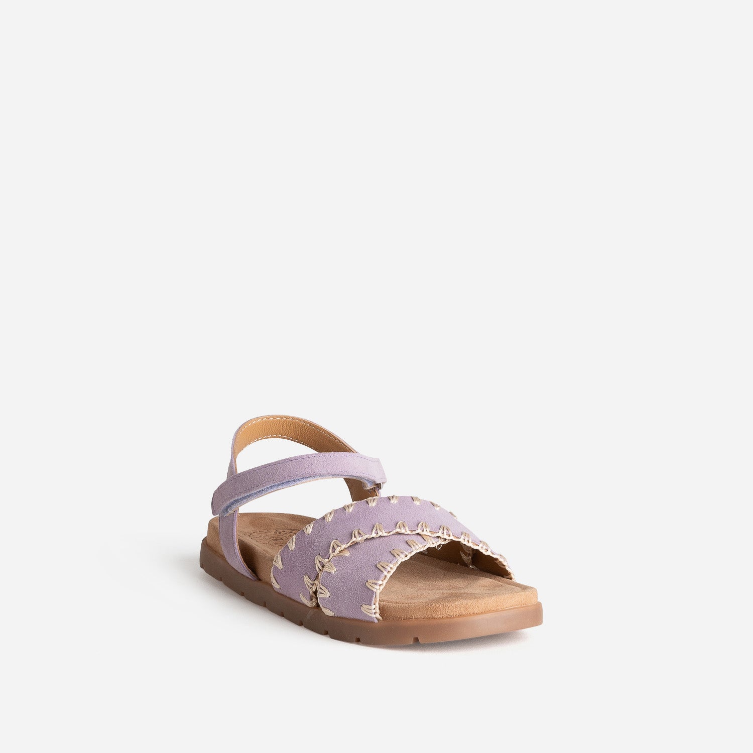 Sandale BUGGY parme cuir velours brodé