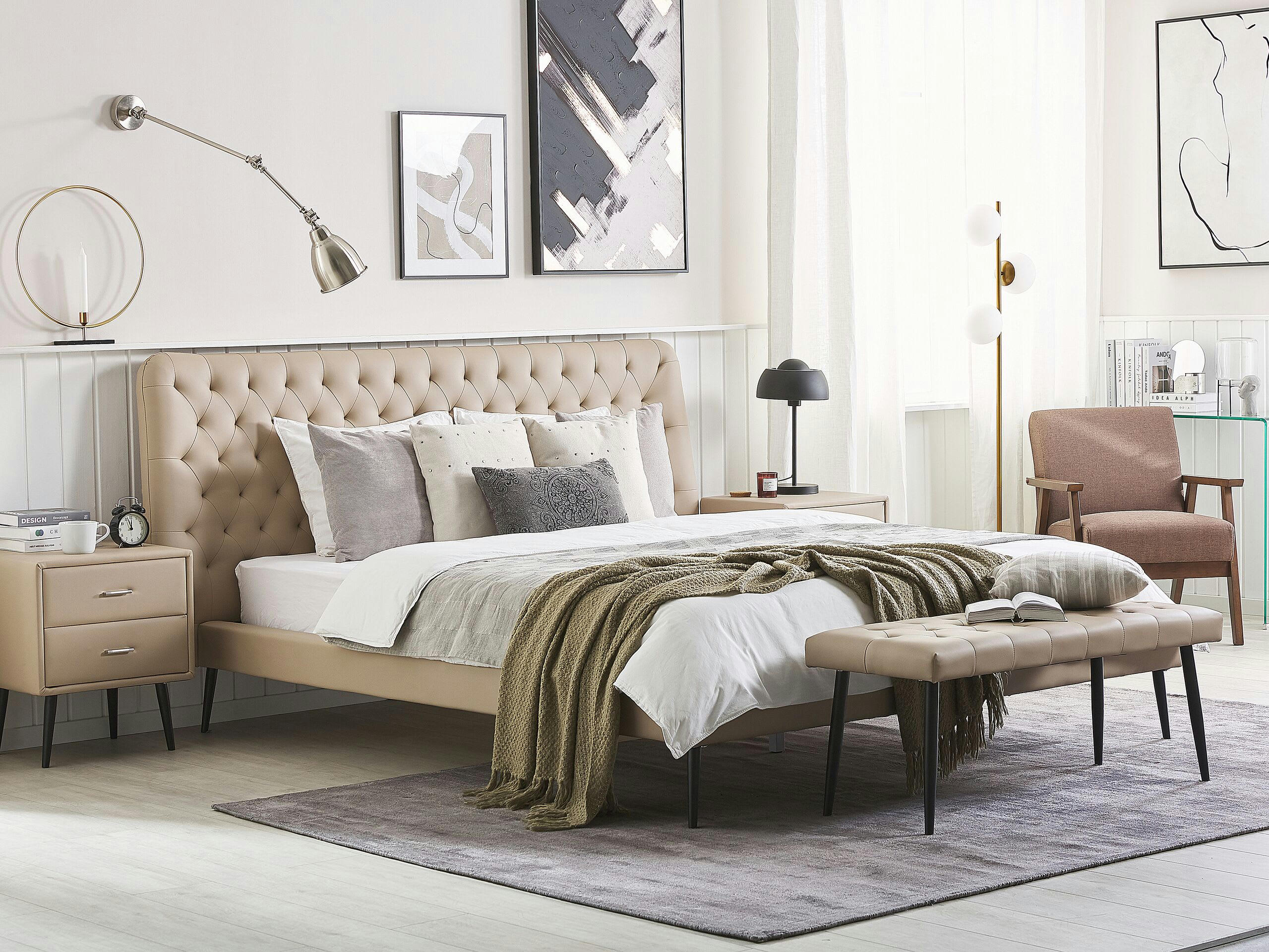 ESSONNE - Set de chambre en cuir pu beige