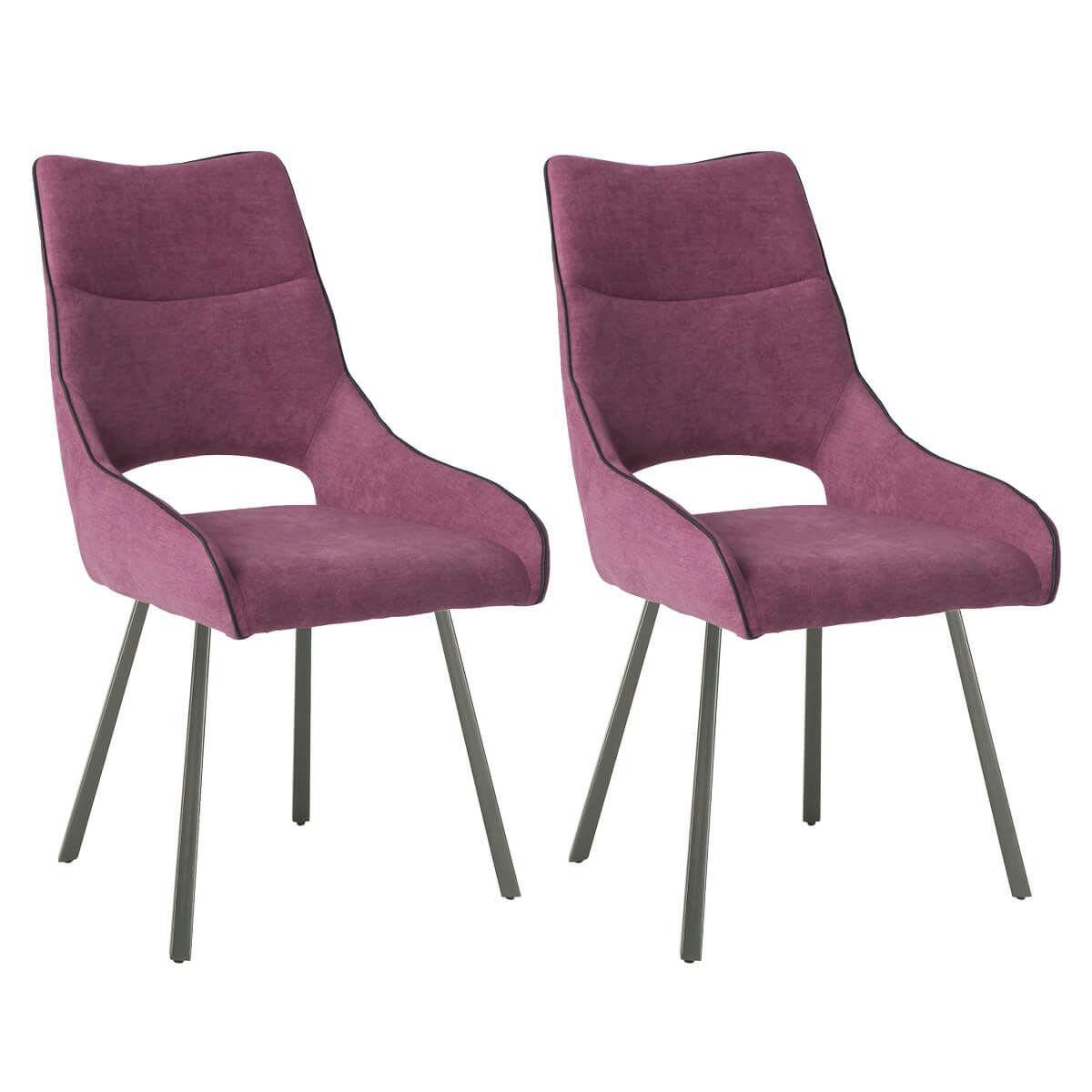 AMADO - Lot  de 2 chaises tissu coloris violet