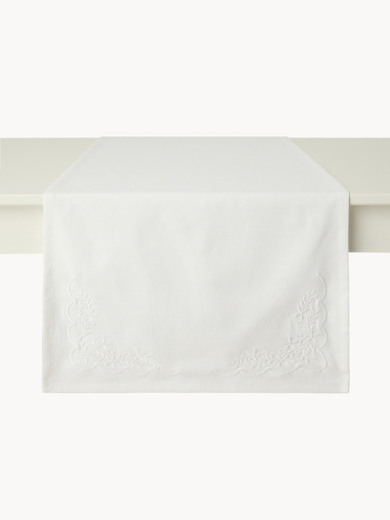 Runner in puro cotone con ricamo floreale - Prezzo di lancio