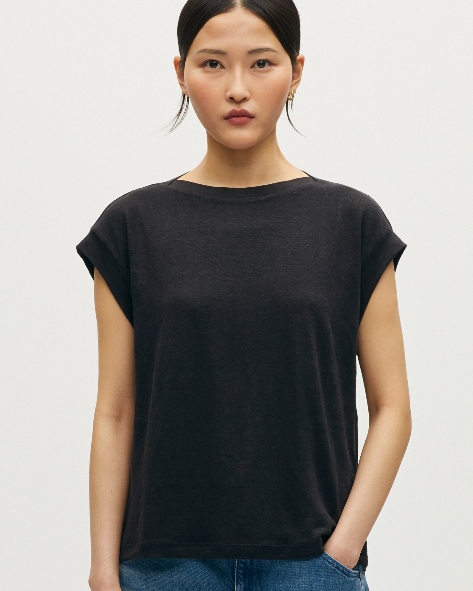 T-shirt boxy en lin KARO