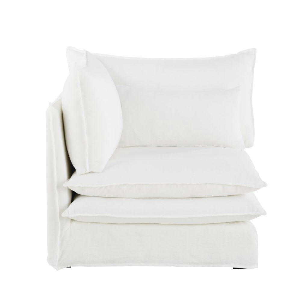 Pompei - Angle pour canapé modulable en lin blanc