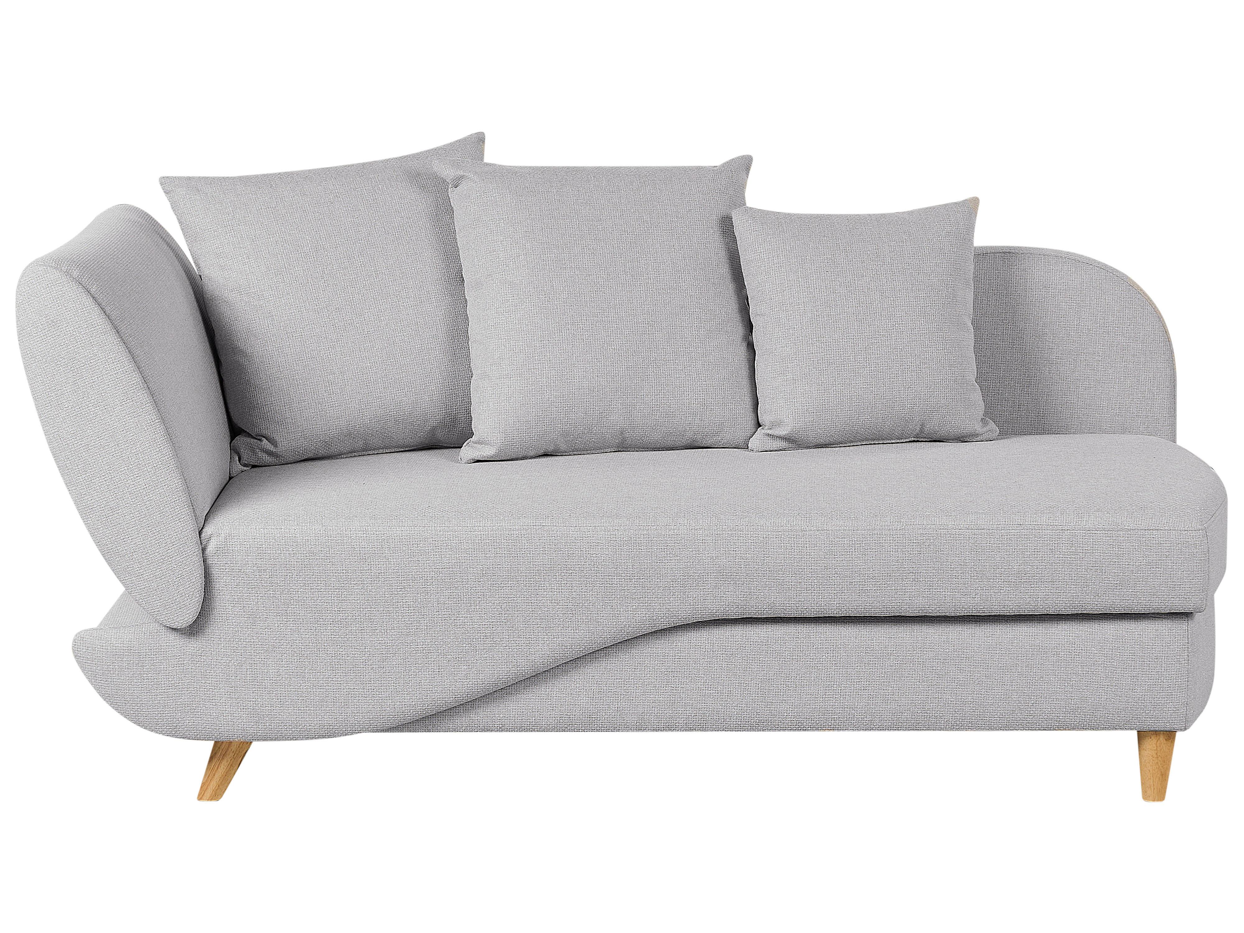 Left-Hand Chaise Longue MERI Faux Linen Light Grey with Storage