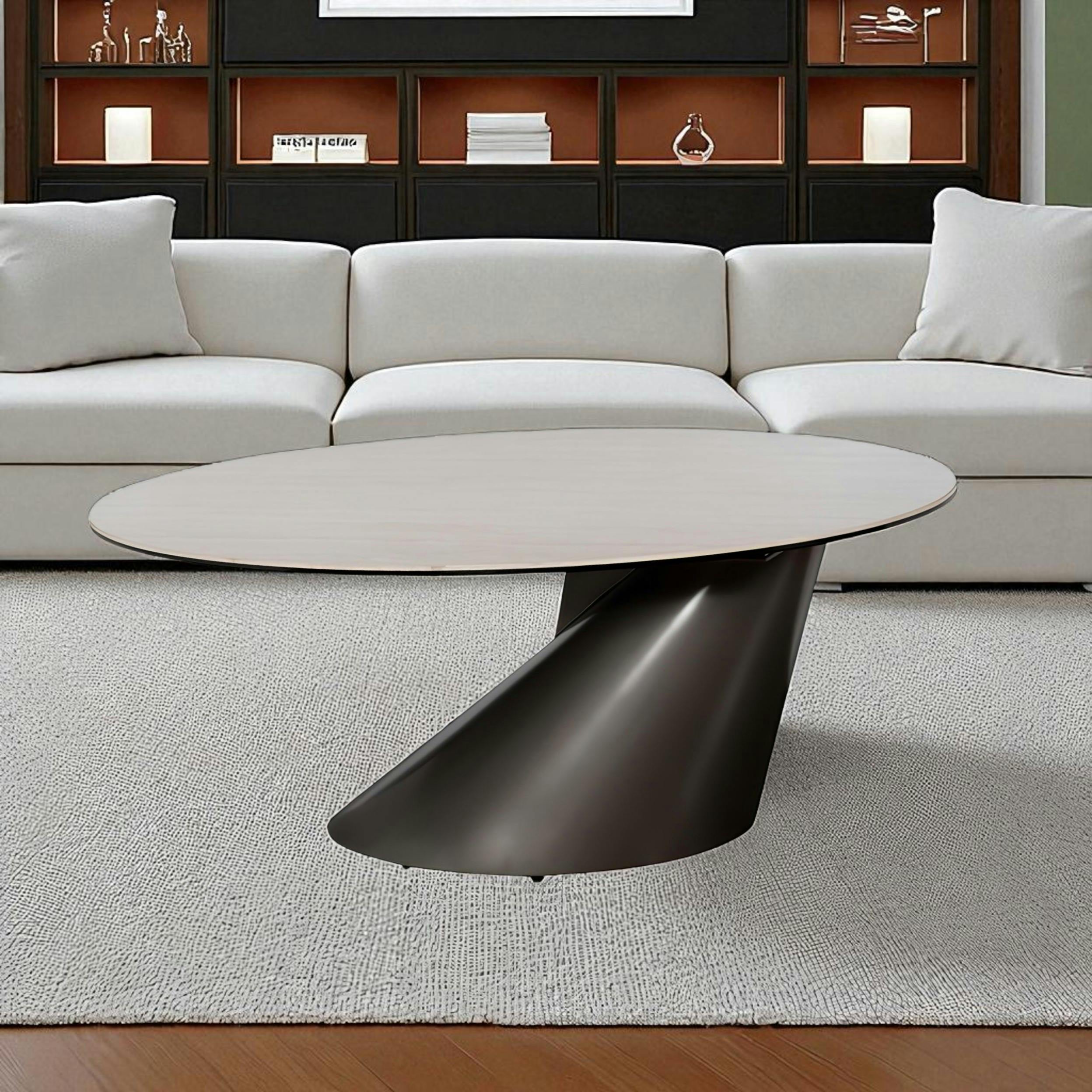 Table basse ovale design en céramique blanche GIULIA