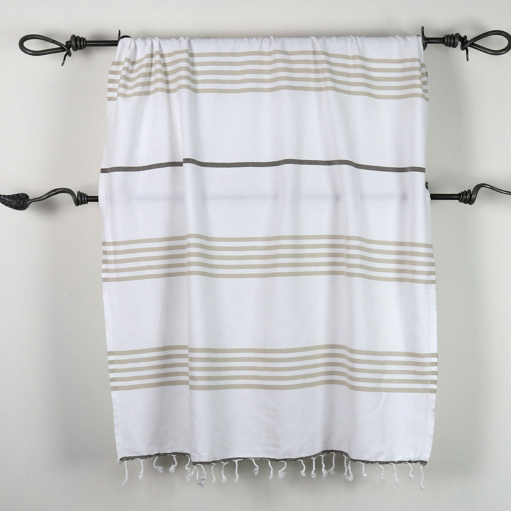 - Fouta 100% coton avec franges taupe et beige 100x170cm