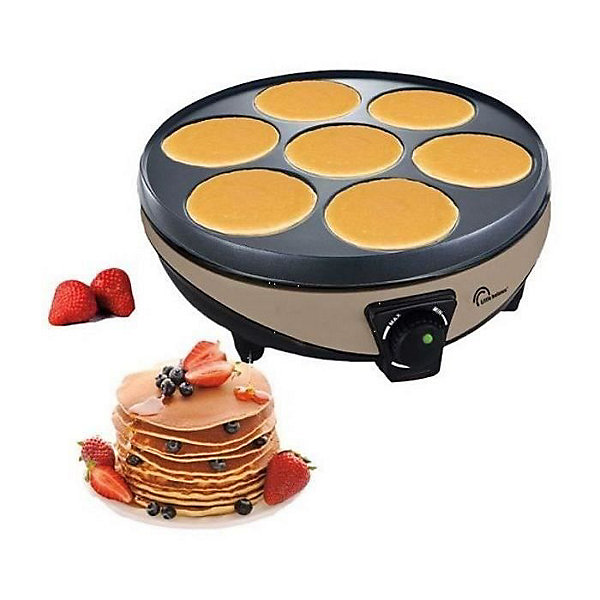 Crêpière - LITTLE BALANCE - Muscade - 1000W - Plaque 30cm et 7 empreintes - Revêtement antiadhésif