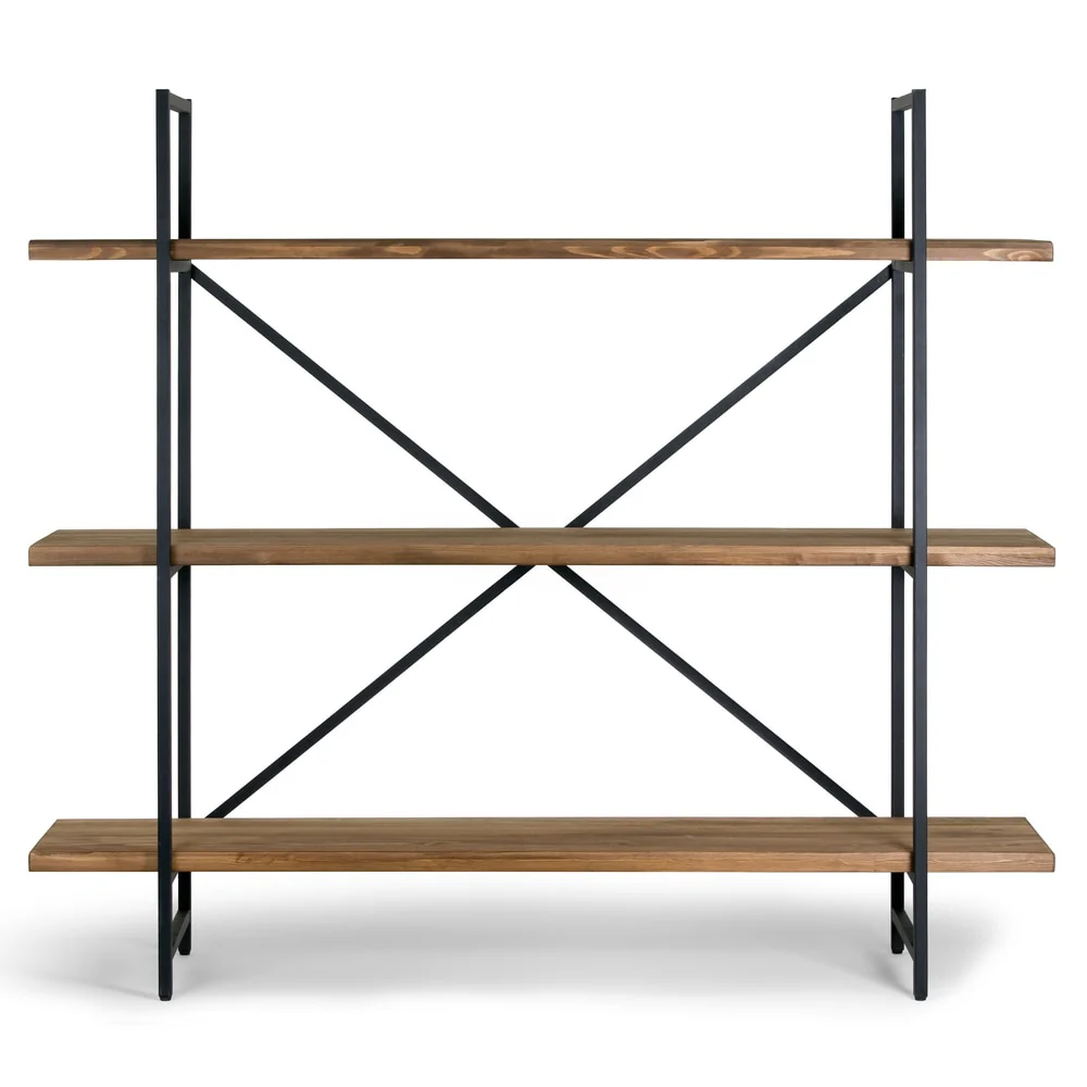 Ailis Brown Pine Wood/ Metal 56-inch Etagere Bookcase