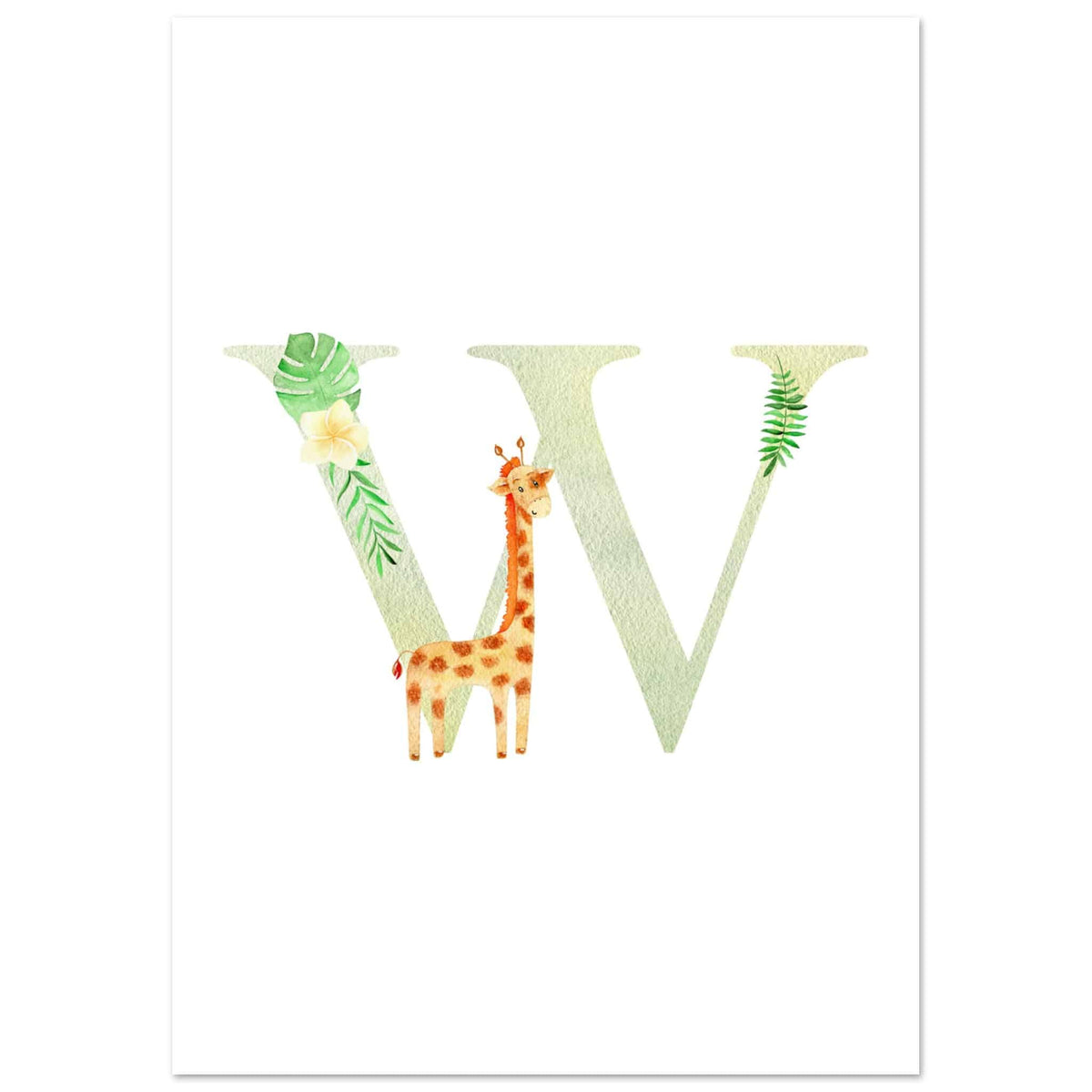 Artfulprints Poster Letter W kindernaam  - A4 21x29.7 cm - Meerkleurig