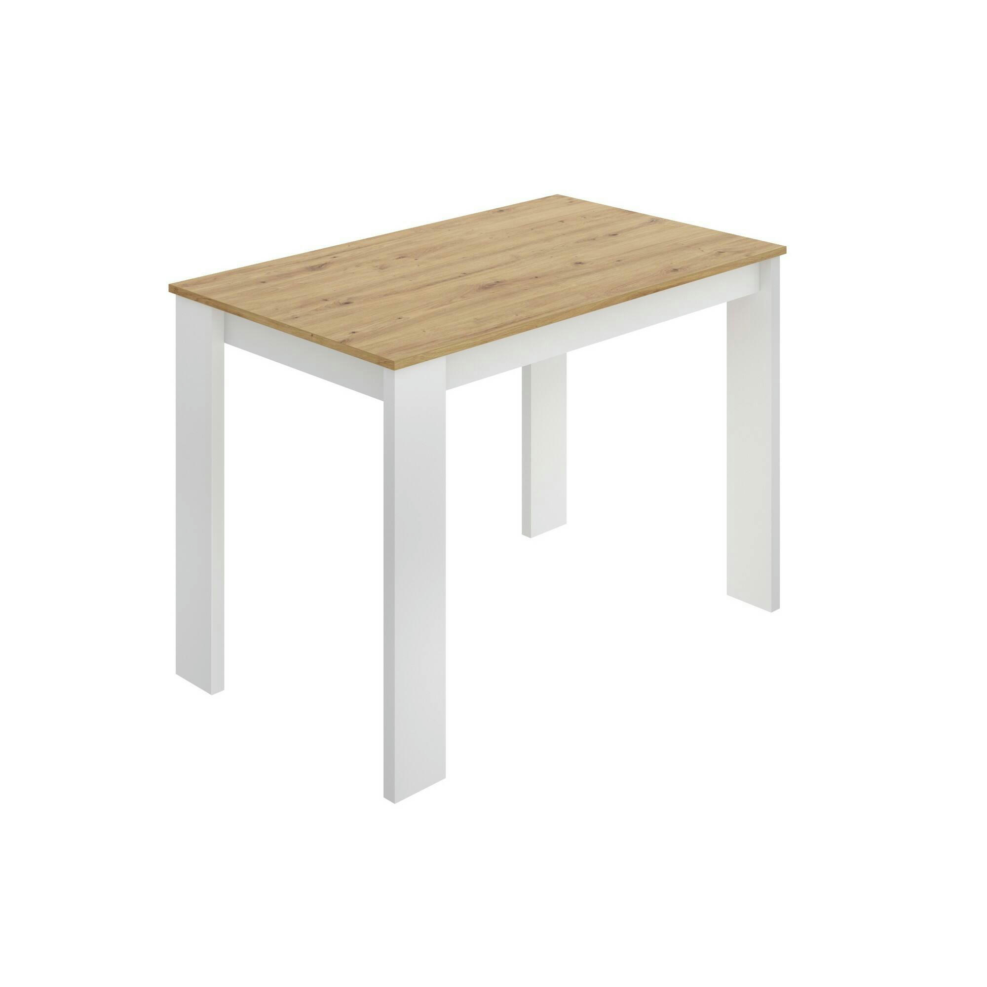 DAGHE - Table fixe avec effet bois chêne noueux et blanc 110x67