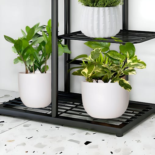 SOGA 2-Pack 8-Tier 9-Pot Black Metal Plant Stand Flowerpot Display Shelf Rack
