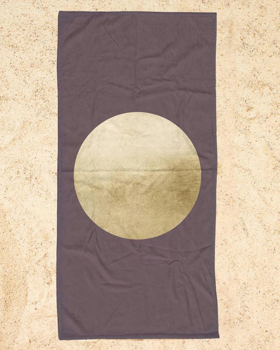 AU - Serviette de plage en éponge-velours en gris & marron 90x180