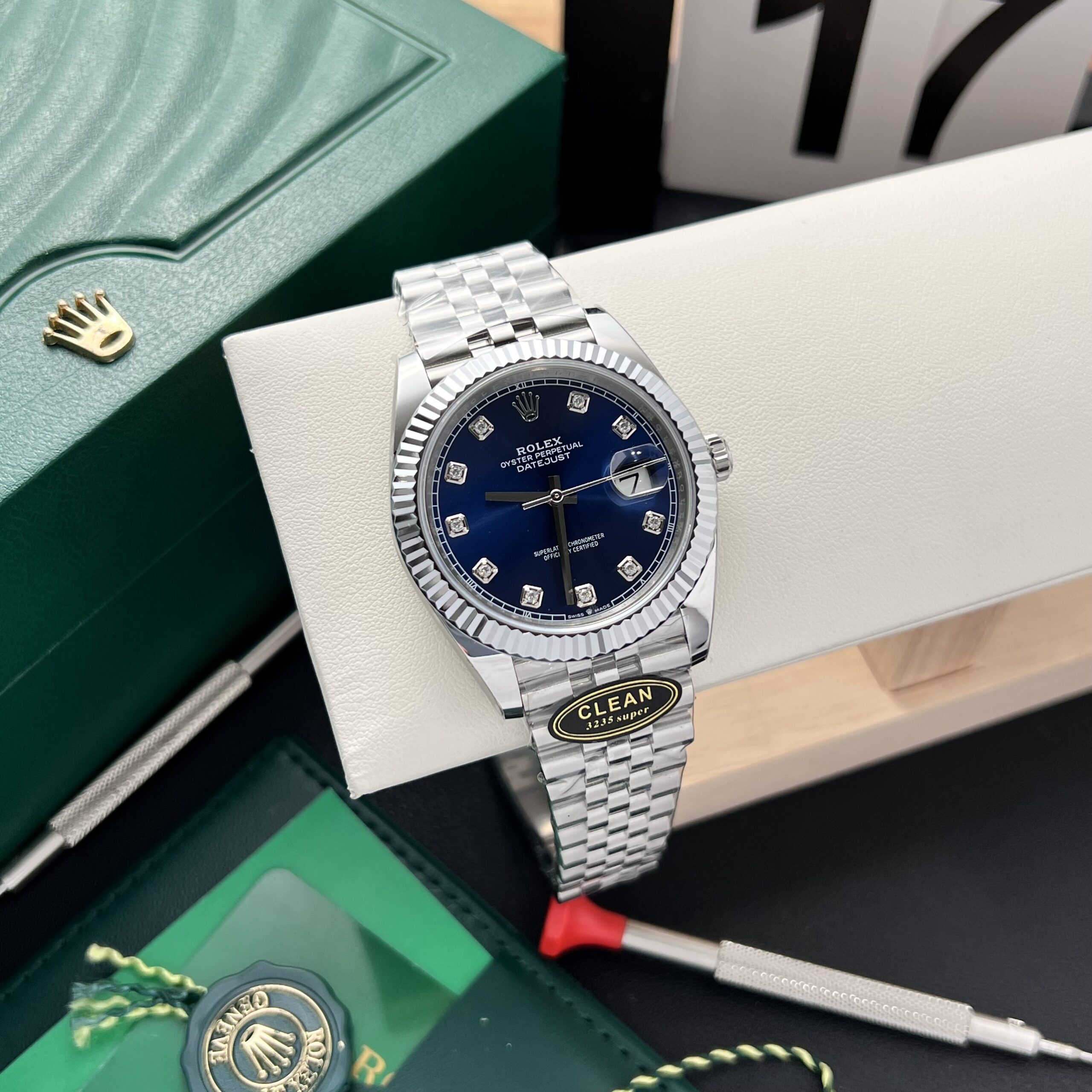 Rolex Datejust 126334 904L Steel Blue Dial CZ Diamonds 41mm Jub Super Clone