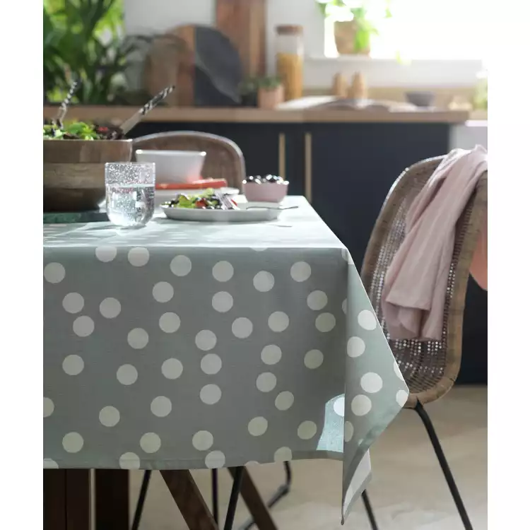 Habitat Spot Wipe Clean Tablecloth - Grey and White