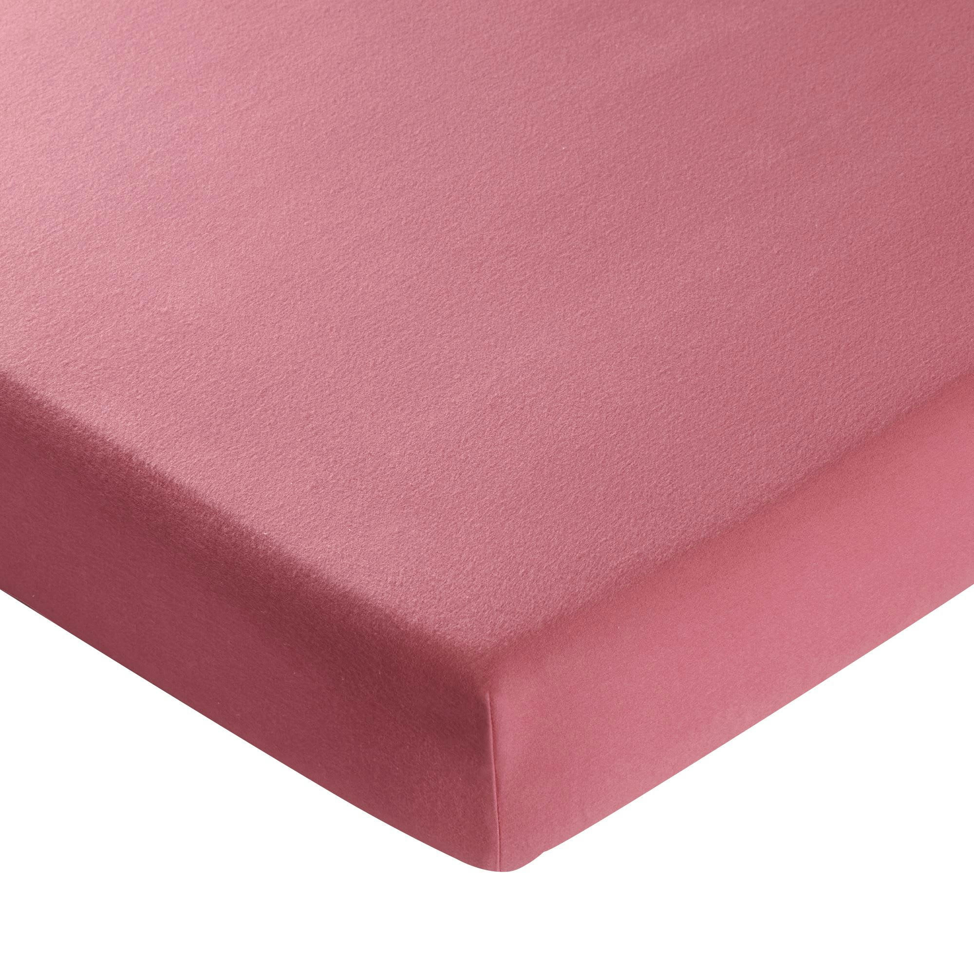 FLANELLE UNIE - Drap-housse 90x200x28 rose framboise en coton