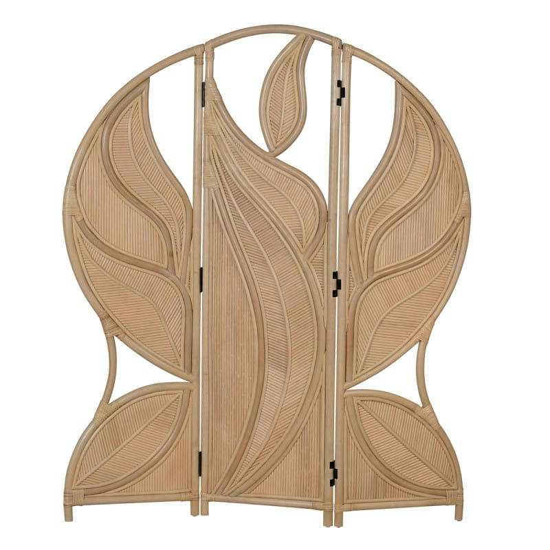- Paravent feuilles en rotin et bambou