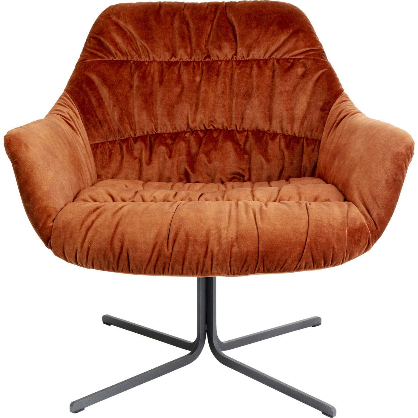 BRISTOL - Fauteuil pivotant en velours orange et acier